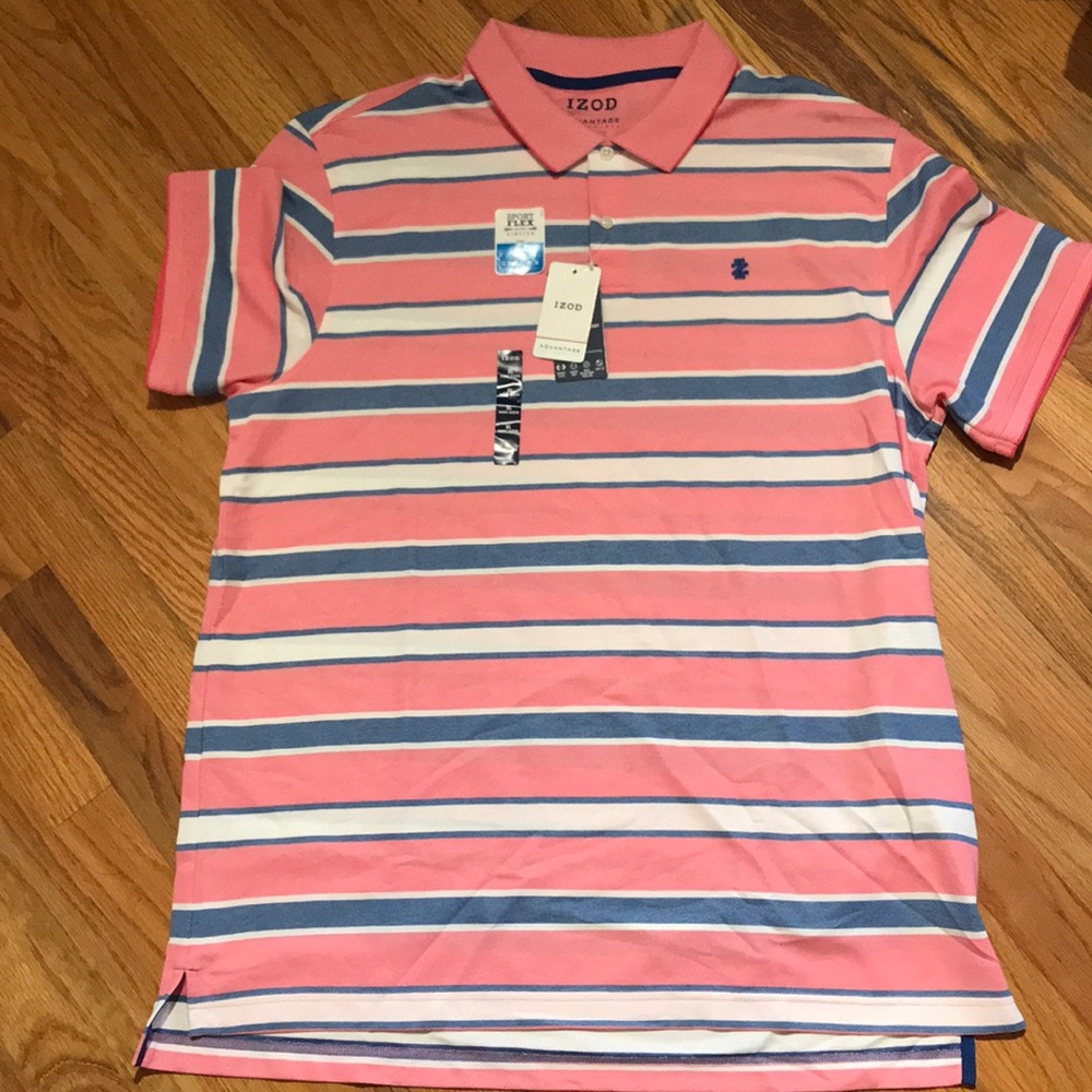 NWT IZOD Advantage Performance Striped Polo Shirt